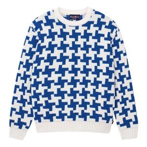 Rowing Blazers Exploded Houndstooth Sweater - Blue - XXL